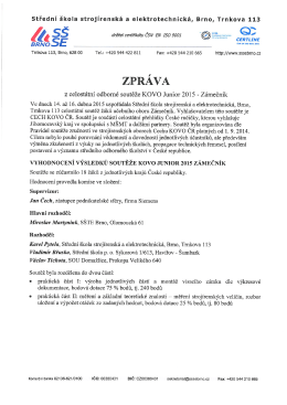 Zpráva z celostátní soutěže KOVO Junior 2015 – Zámečník zde