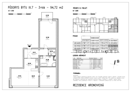 PŮDORYS BYTU lll.7 - 3+kk - 94,72 m2