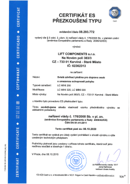 Certifik&aacute;t TUV si můžete prohl&eacute;dnout ZDE.