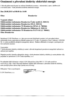 Oznámění o přerušení dodávky elektrické energie 28.8