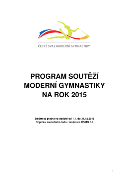 program soutěží moderní gymnastiky na rok 2015