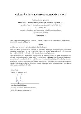 veřejná výzva k úpisu investičních akcií