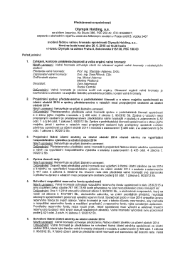 Pozvánka na řádnou valnou hromadu společnosti Olympik Holding