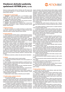 Všeobecné obchodní podmínky společnosti ASTRON print, s.r.o.