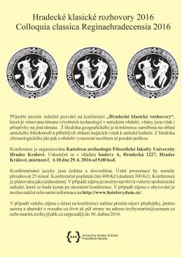 Hradeck&eacute; klasick&eacute; rozhovory 2016 Colloquia classica