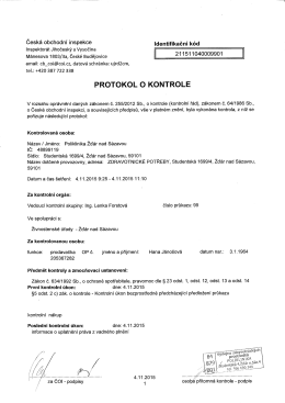 ČOI - Protokol o kontrole