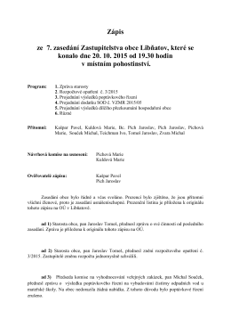 Zápis ze 7. zasedání Zastupitelstva obce Libňatov, které se konalo