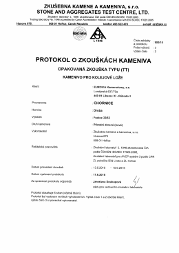 Počáteční zkouška typu výrobku: 900/15 Chornice 32/63 BI