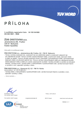 Příloha-Certifikát EN ISO 9001 ŽDB DRÁTOVNA a.s. QMS CZ