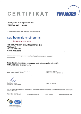 Certifik&aacute;t EN ISO 9001:2008