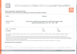 Oznámení o přerušení dodávky elektřiny _KOLINEC 6.5.2015