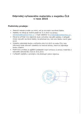 Podmínky odprodeje materiálu vyřazeného z majetku ČLS v roce 2015