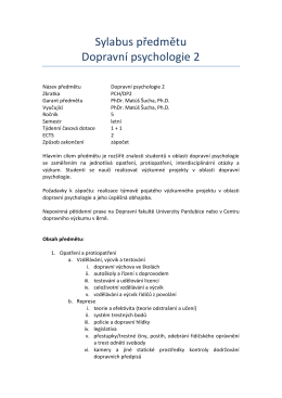 Syllabus for Traffic psychology 2