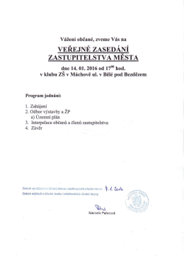 Veřejné zasedání Zastupitelstva města dne 14.1.2016
