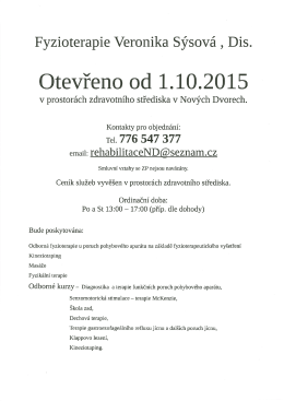Otevřeno od 1.10.2015