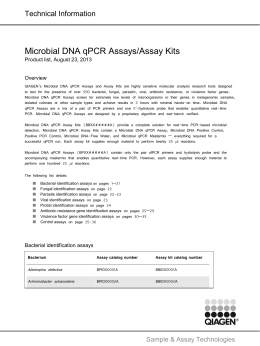 Microbial DNA qPCR Assays/Assay Kits