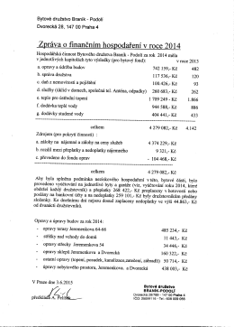 Zprávy o finančním hospodaření družstva za rok 2014