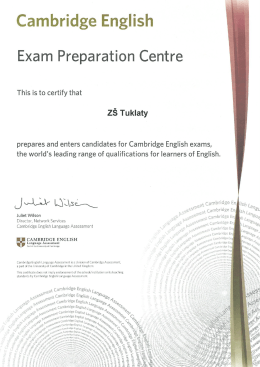 Cambridge English - Z&aacute;kladn&iacute; &scaron;kola Tuklaty