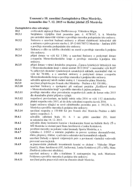 Usnesen&iacute; z 10. zased&aacute;n&iacute; Zastupitelstva ObcevMor&aacute;vky, konan&eacute;ho