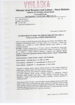 Veřejná vyhláška - ochranná pásma vodních zdrojů I