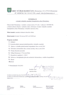 OBEC NÍ ÚŘAD OLOMUČANY, Ohn-rmćałqv 123. 679 03 Olnmnćmąv