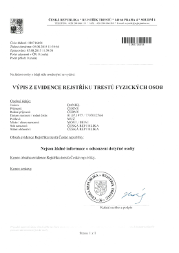 Výpis z rejstříku trestů – Daniel Černý