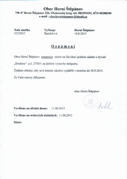 Oznámení - Obec Horní Štěpánov
