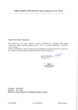 OBEC HORNÍ TOŠANOVICE, Horní Tošanovice 129, 739 53