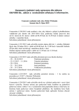 Usnesení z jednání rady obce Dolní Třebonín konané dne 8. října