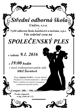 společenský ples 9.1.2016 - Střední odborná škola Uničov