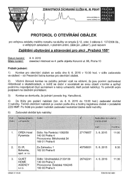 PROTOKOL O OTEVÍRÁNÍ OBÁLEK - Záchranná služba hl. m. Prahy