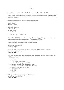 Zápis z 6. zasedání Zastupitelstva obce Stožec ze dne 31.3..2015