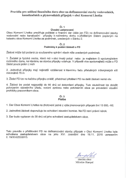Pravidla pro udělení finančního daru obce na