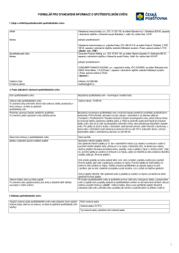 formulář pro standardní informace o spotřebitelském úvěru