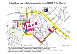 Plán příjezdu k parkovištím kongresového centra SIC ČZU Praha 6