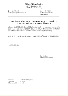 Zveřejnění záměru prodeje pozemků