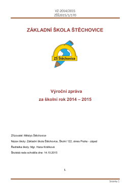 Výroční zpráva za školní rok 2014/2015