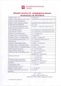 Důležit&eacute; term&iacute;ny LETN&Iacute; S - pedag. činnost 2014