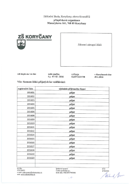 Seznam žáků přijatých ke vzdělávání