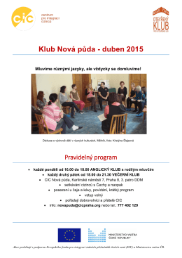 Klub Nová půda - duben 2015 - Centrum pro integraci cizinců