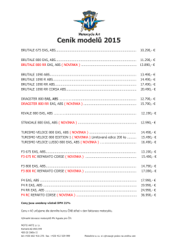Ceník modelů 2015