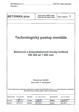 trouby hrdlové o světlosti DN 300 – 1000 mm