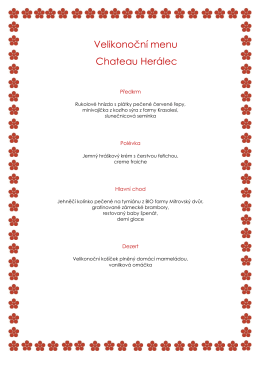 Velikonoční menu Chateau Herálec