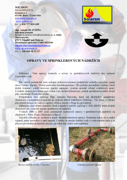 Opravy ve Sprinklerových nádržích v PDF.