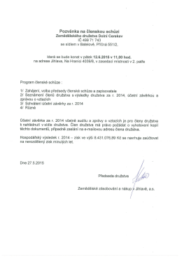 Pozvánka na členskou schůzi
