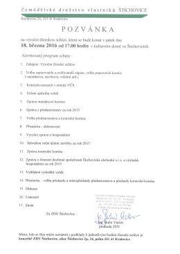 Pozvánka na výroční členskou schůzi
