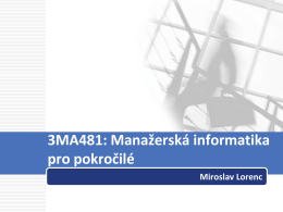 3MA481: Manažerská informatika pro pokročilé