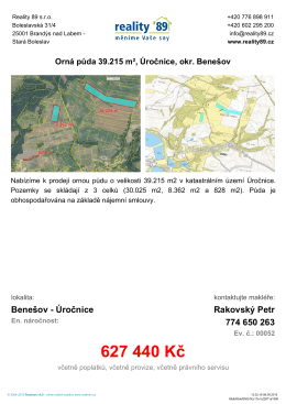 Orná půda 39.215 m², Úročnice, okr. Benešov