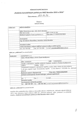 &bdquo;Dod&aacute;vka kancel&aacute;řsk&yacute;ch potřeb pro Mě&Uacute; Bene&scaron;ov