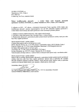 Žádost akcionáře o svolání řádné valné hromady